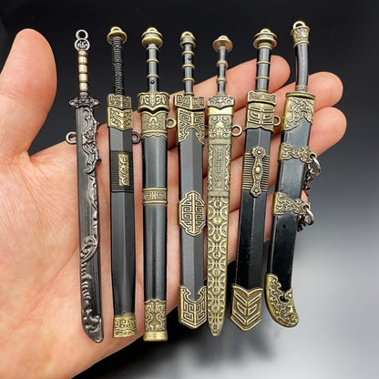 Collectible Miniature Weapons - Sword Set 7pcs Metal Alloy Ancient Anime Cosplay Pendant Collection - product detail view 3