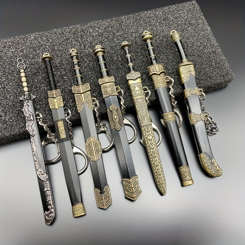 Collectible Miniature Weapons - Sword Set 7pcs Metal Alloy Ancient Anime Cosplay Pendant Collection - product detail view 6