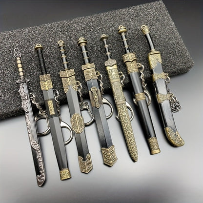 Collectible Miniature Weapons - Sword Set 7pcs Metal Alloy Ancient Anime Cosplay Pendant Collection - product detail view 6