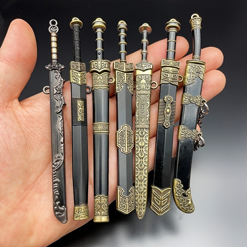 Collectible Miniature Weapons - Sword Set 7pcs Metal Alloy Ancient Anime Cosplay Pendant Collection - product detail view 9