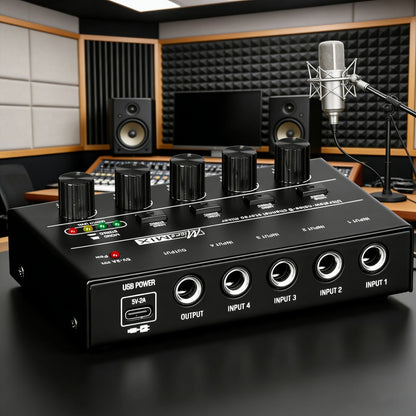 Compact 4/6/8-Channel Stereo Audio Mixer with USB-C Power and Level Controls detail image - detail view 5