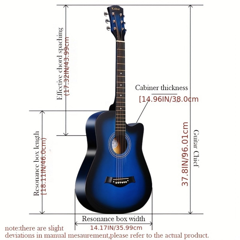 Complete 38-Inch Acoustic Guitar for New Players, Ideal for Beginners, Comes with Guitar Strings, Carrying Bag, Capo, Finger Picks, And More. Perfect As a Christmas Present detail image - detail view 4