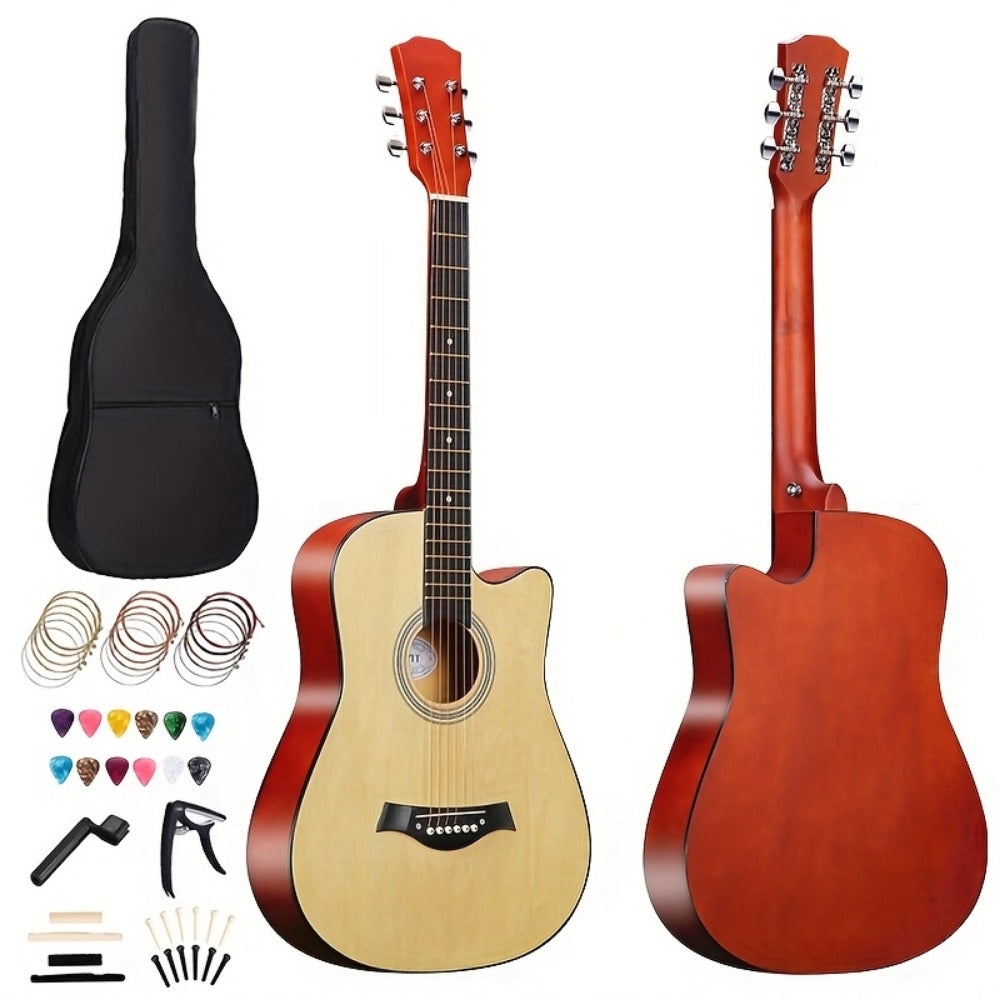 Complete 38-Inch Acoustic Guitar for New Players, Ideal for Beginners, Comes with Guitar Strings, Carrying Bag, Capo, Finger Picks, And More. Perfect As a Christmas Present product image