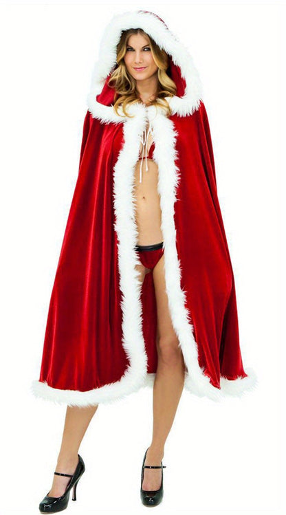 Costume Accessories - Christmas Red Cape Cloak for Adults Unisex Knit Stretch Vampire Cape - product detail view 9