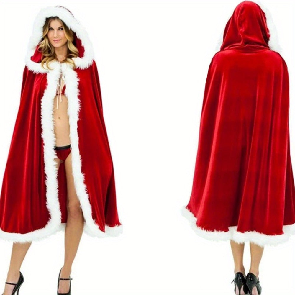 Costume Accessories - Christmas Red Cape Cloak for Adults Unisex Knit Stretch Vampire Cape - product detail view 12