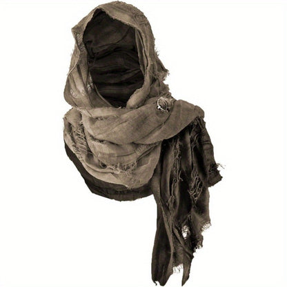 Costume Accessories - Medieval Hooded Cape Scarf with Viking Brooch Unisex Renaissance Cloak Y2K - main product view