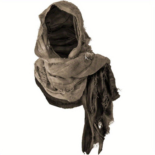 Costume Accessories - Medieval Hooded Cape Scarf with Viking Brooch Unisex Renaissance Cloak Y2K - main product view