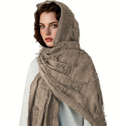 Costume Accessories - Medieval Hooded Cape Scarf with Viking Brooch Unisex Renaissance Cloak Y2K - product detail view 4