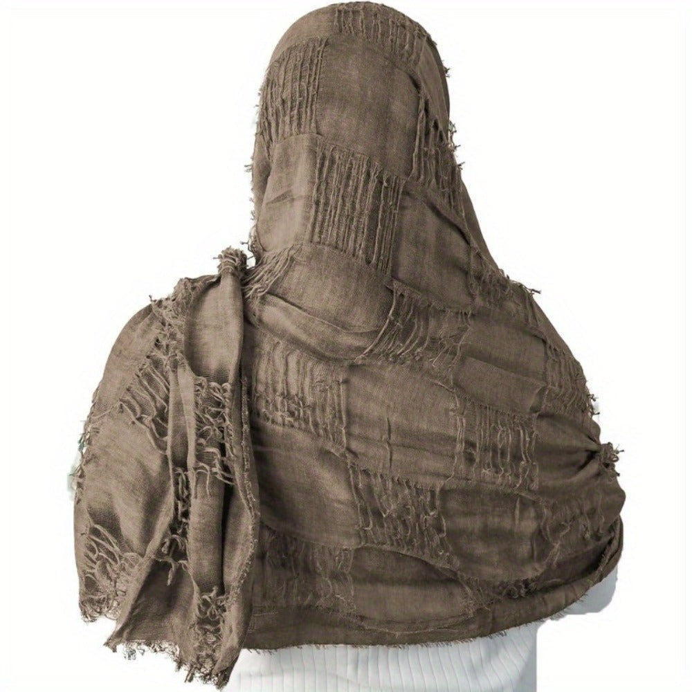 Costume Accessories - Medieval Hooded Cape Scarf with Viking Brooch Unisex Renaissance Cloak Y2K - product detail view 6