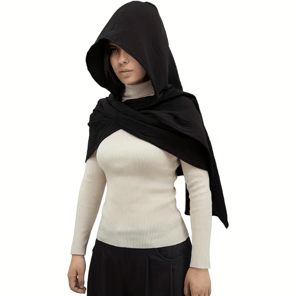 Costume Accessories - Medieval Hooded Cape Scarf with Viking Brooch Unisex Renaissance Cloak Y2K - product detail view 7