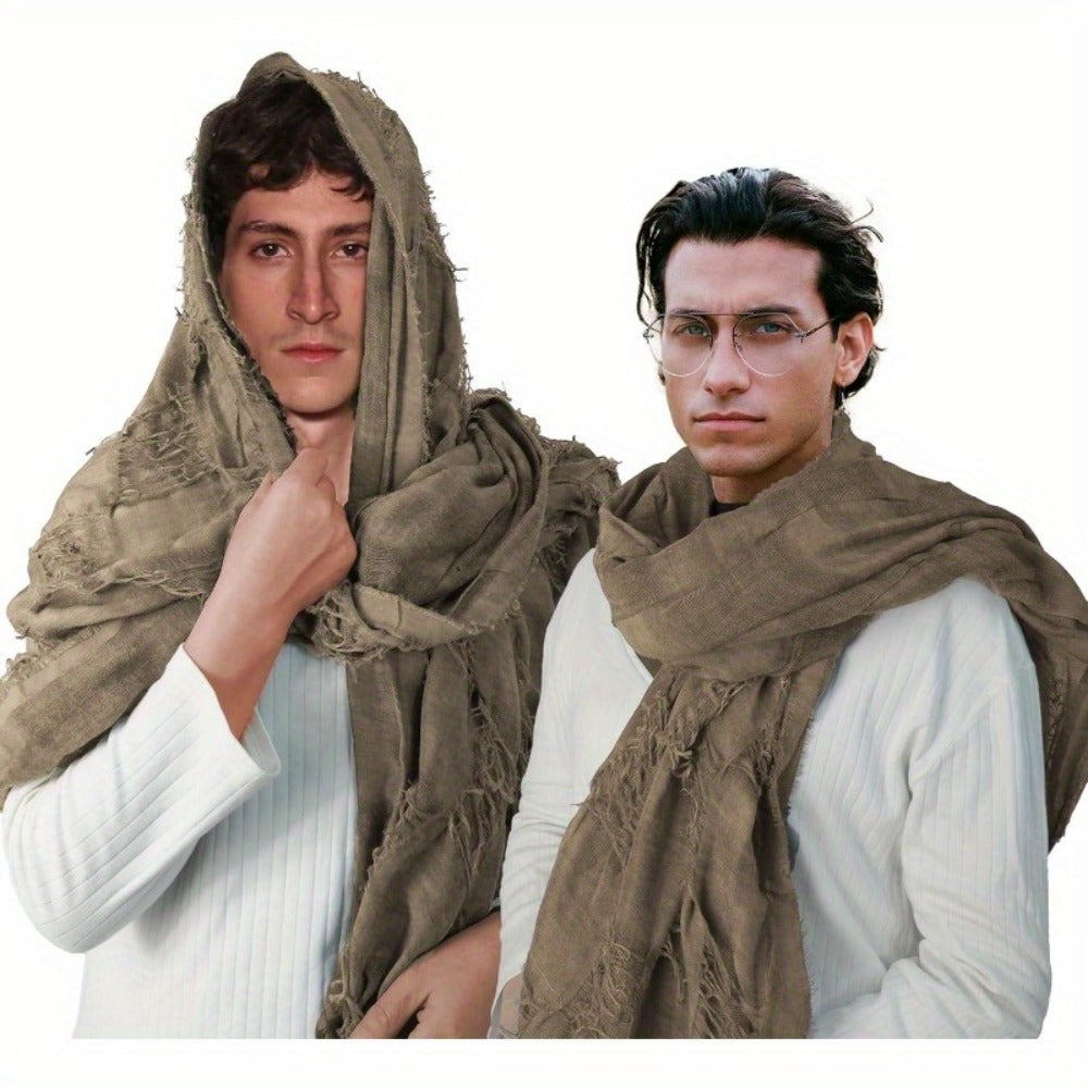 Costume Accessories - Medieval Hooded Cape Scarf with Viking Brooch Unisex Renaissance Cloak Y2K - product detail view 8