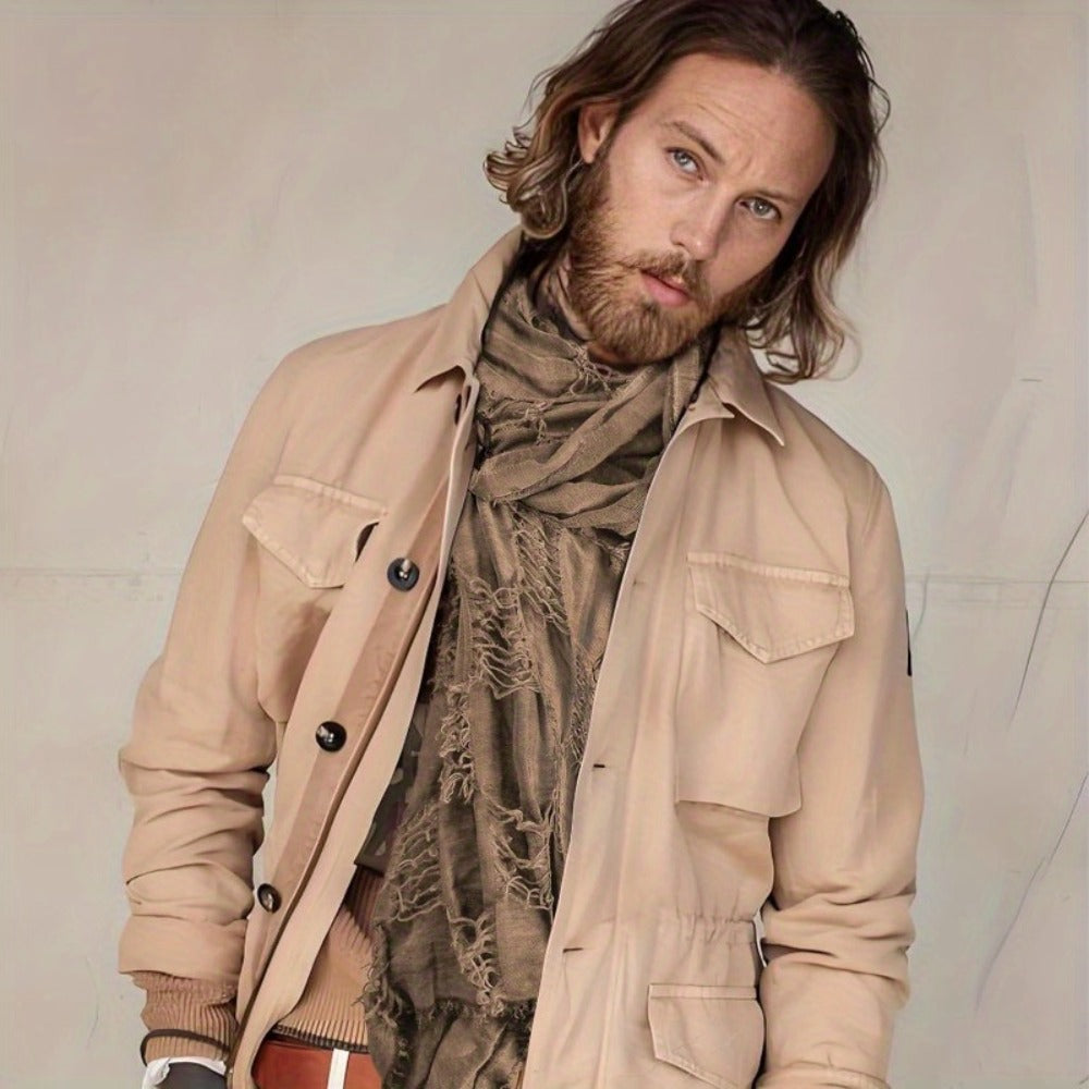 Costume Accessories - Medieval Hooded Cape Scarf with Viking Brooch Unisex Renaissance Cloak Y2K - product detail view 11