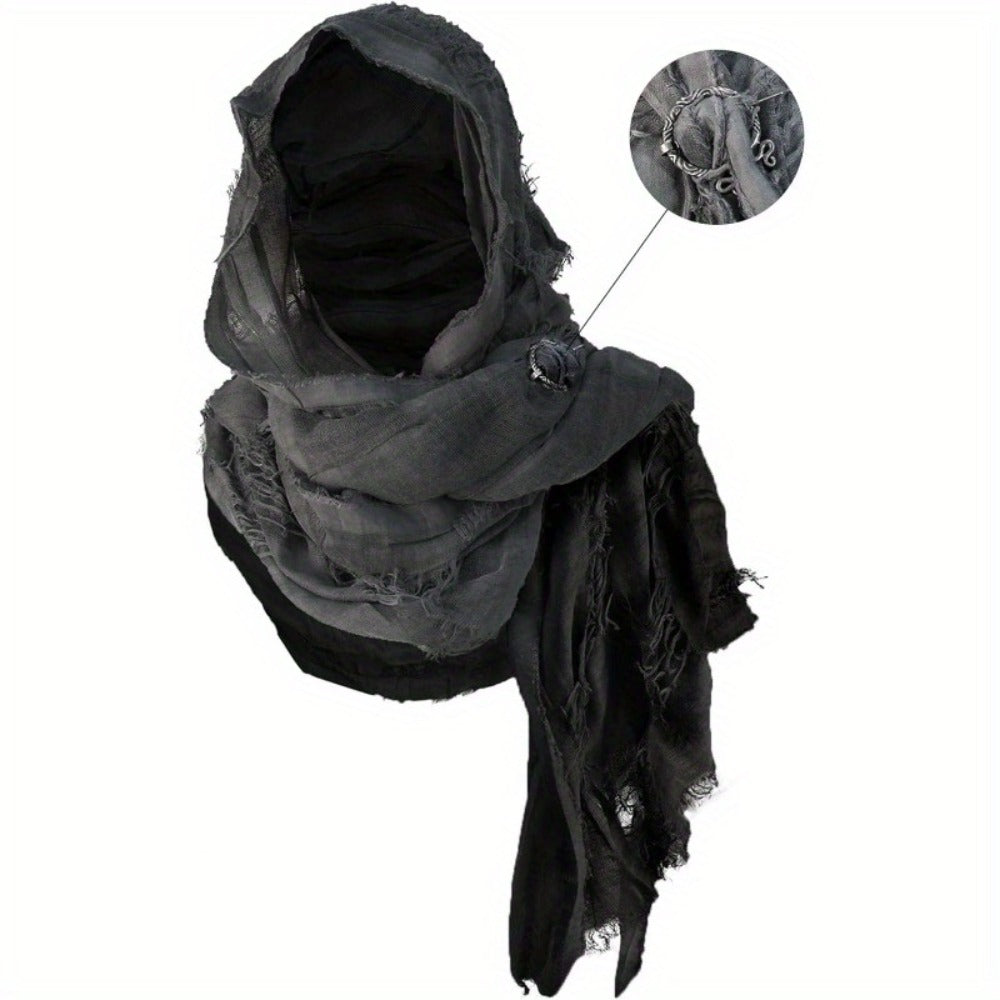 Costume Accessories - Medieval Hooded Cape Scarf with Viking Brooch Unisex Renaissance Cloak Y2K - product detail view 13