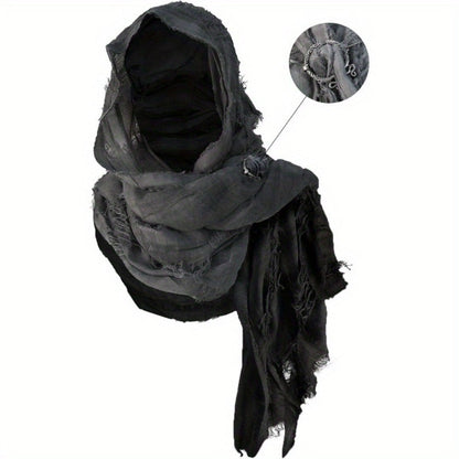 Costume Accessories - Medieval Hooded Cape Scarf with Viking Brooch Unisex Renaissance Cloak Y2K - product detail view 13