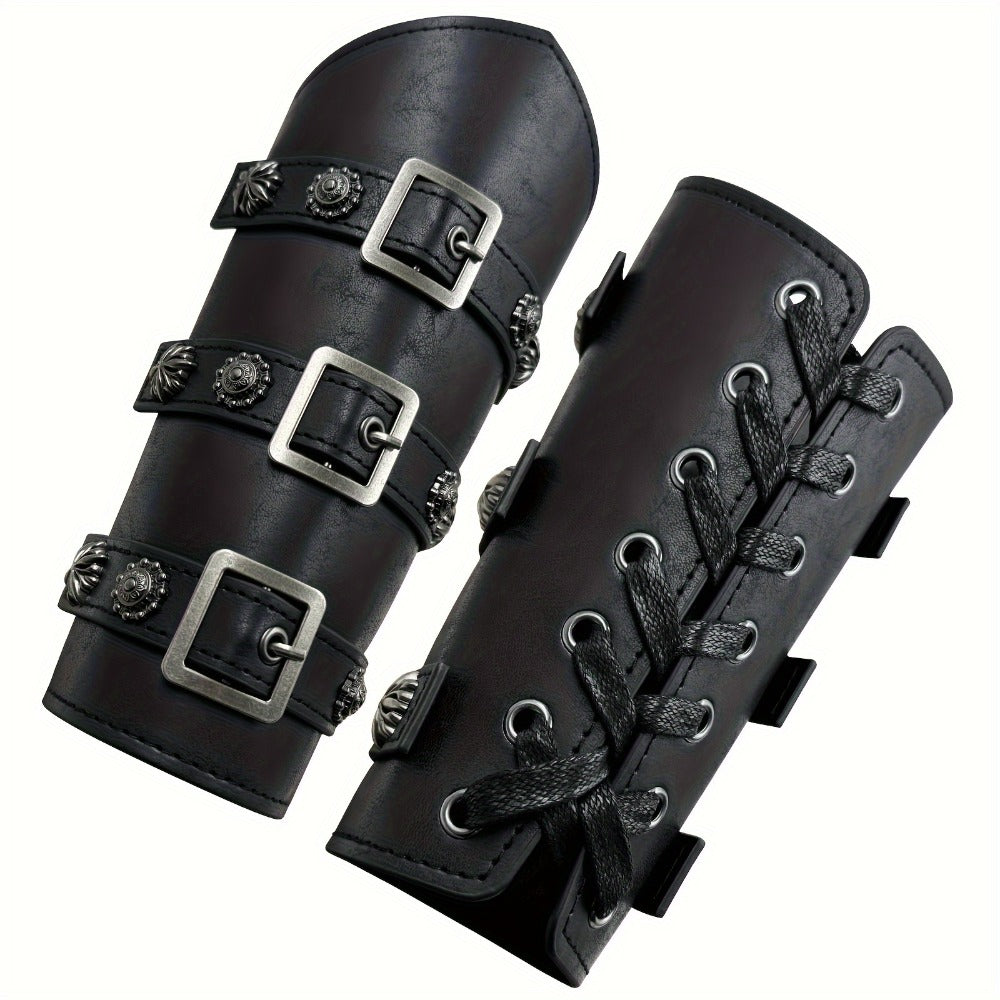 Costume Accessories - Medieval Knight Wrist Guards Handcrafted Cosplay Armor Bracers Halloween - product detail view 3