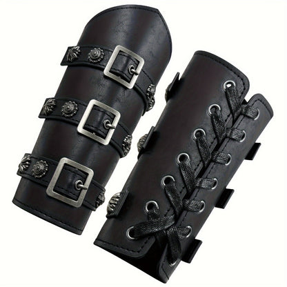 Costume Accessories - Medieval Knight Wrist Guards Handcrafted Cosplay Armor Bracers Halloween - product detail view 3
