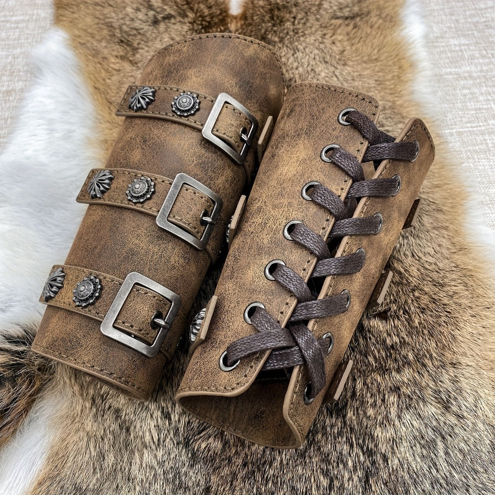 Costume Accessories - Medieval Knight Wrist Guards Handcrafted Cosplay Armor Bracers Halloween - product detail view 4