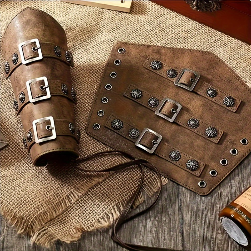 Costume Accessories - Medieval Knight Wrist Guards Handcrafted Cosplay Armor Bracers Halloween - product detail view 6