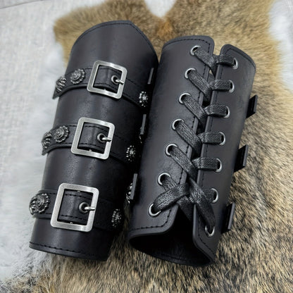 Costume Accessories - Medieval Knight Wrist Guards Handcrafted Cosplay Armor Bracers Halloween - product detail view 9