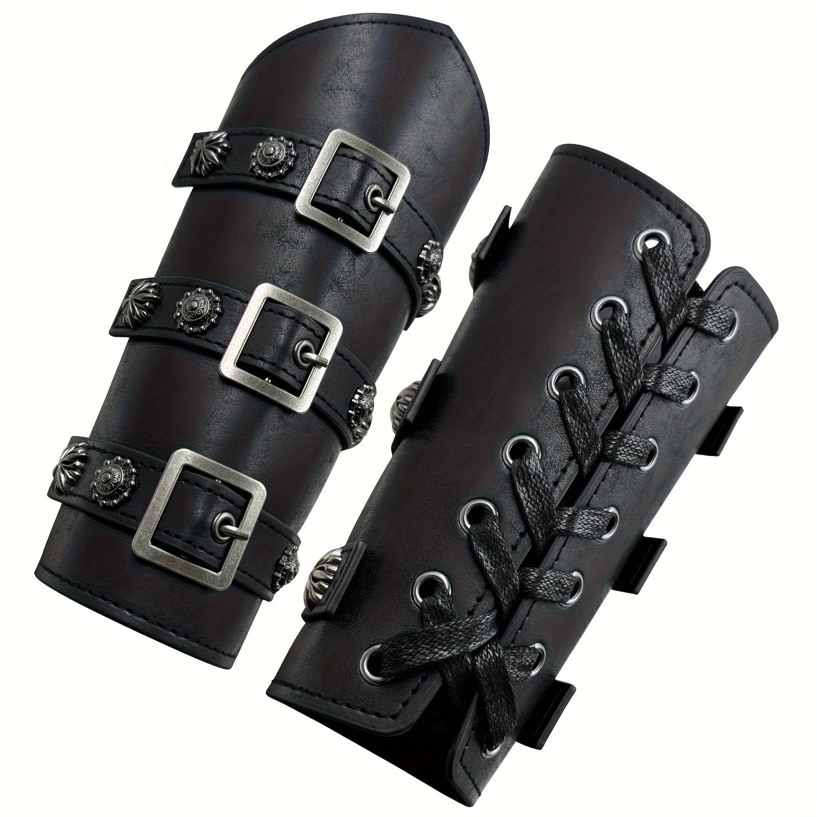 Costume Accessories - Medieval Knight Wrist Guards Handcrafted Cosplay Armor Bracers Halloween - product detail view 10