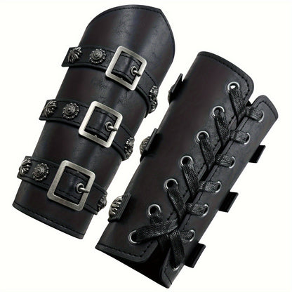 Costume Accessories - Medieval Knight Wrist Guards Handcrafted Cosplay Armor Bracers Halloween - product detail view 10