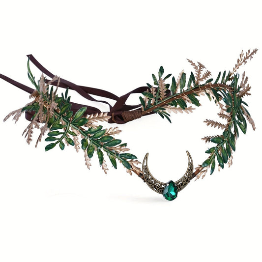 Costume Accessories - Renaissance Fairy Set 4 Pcs for Women | Medieval Elf Crown Headband Belt - product detail view 2