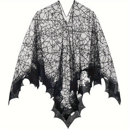 Costume Accessory - Halloween Cloak Women Black Spider Web Bat Shawl Cape Magic Witch Wrap - product detail view 2