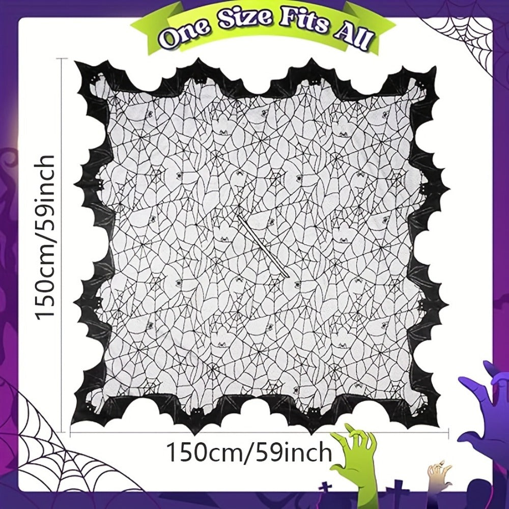 Costume Accessory - Halloween Cloak Women Black Spider Web Bat Shawl Cape Magic Witch Wrap - product detail view 5