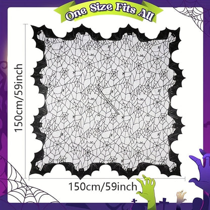 Costume Accessory - Halloween Cloak Women Black Spider Web Bat Shawl Cape Magic Witch Wrap - product detail view 5
