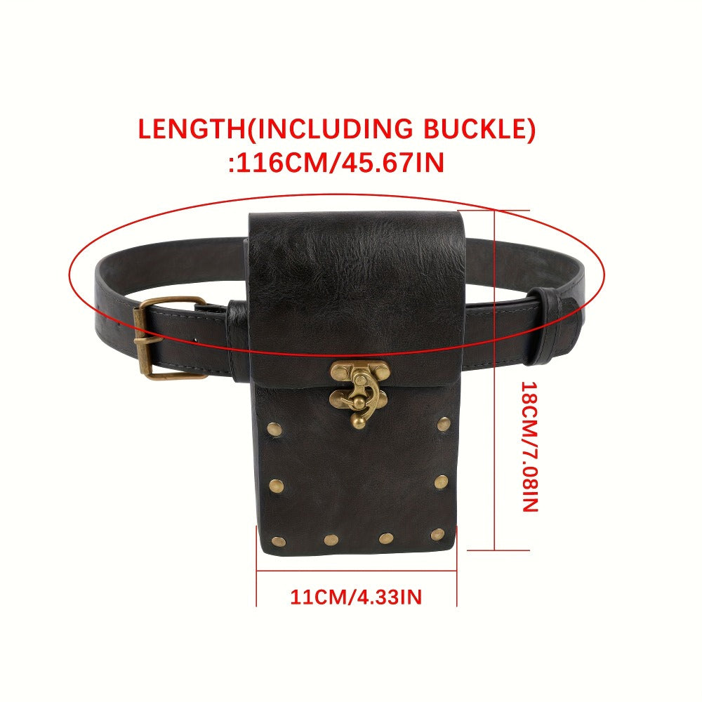 Costume Accessory Sets - Renaissance Set 5 Pieces Belt Pouch Waist Bag Potion Vials Keyring Hook - product detail view 4