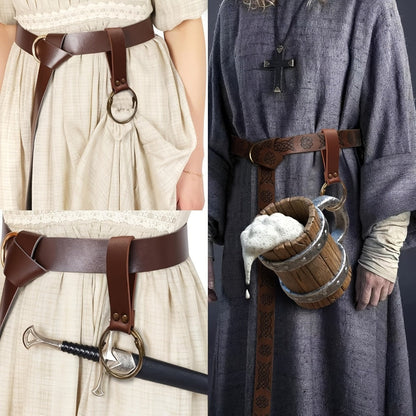 Costume Accessory Sets - Renaissance Set 5 Pieces Belt Pouch Waist Bag Potion Vials Keyring Hook - product detail view 9
