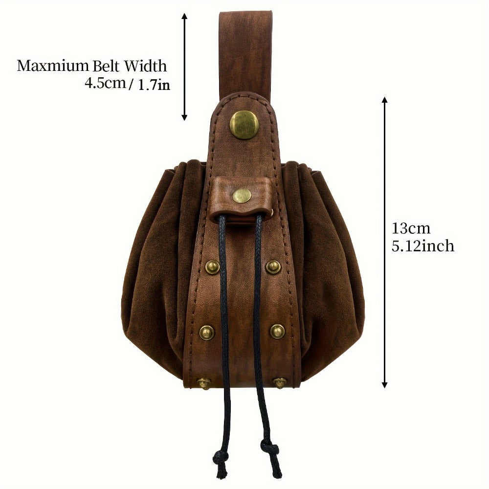 Costume Belt Set - Renaissance 5pcs | Medieval Viking Embossed Faux Leather with Pouches - product detail view 2
