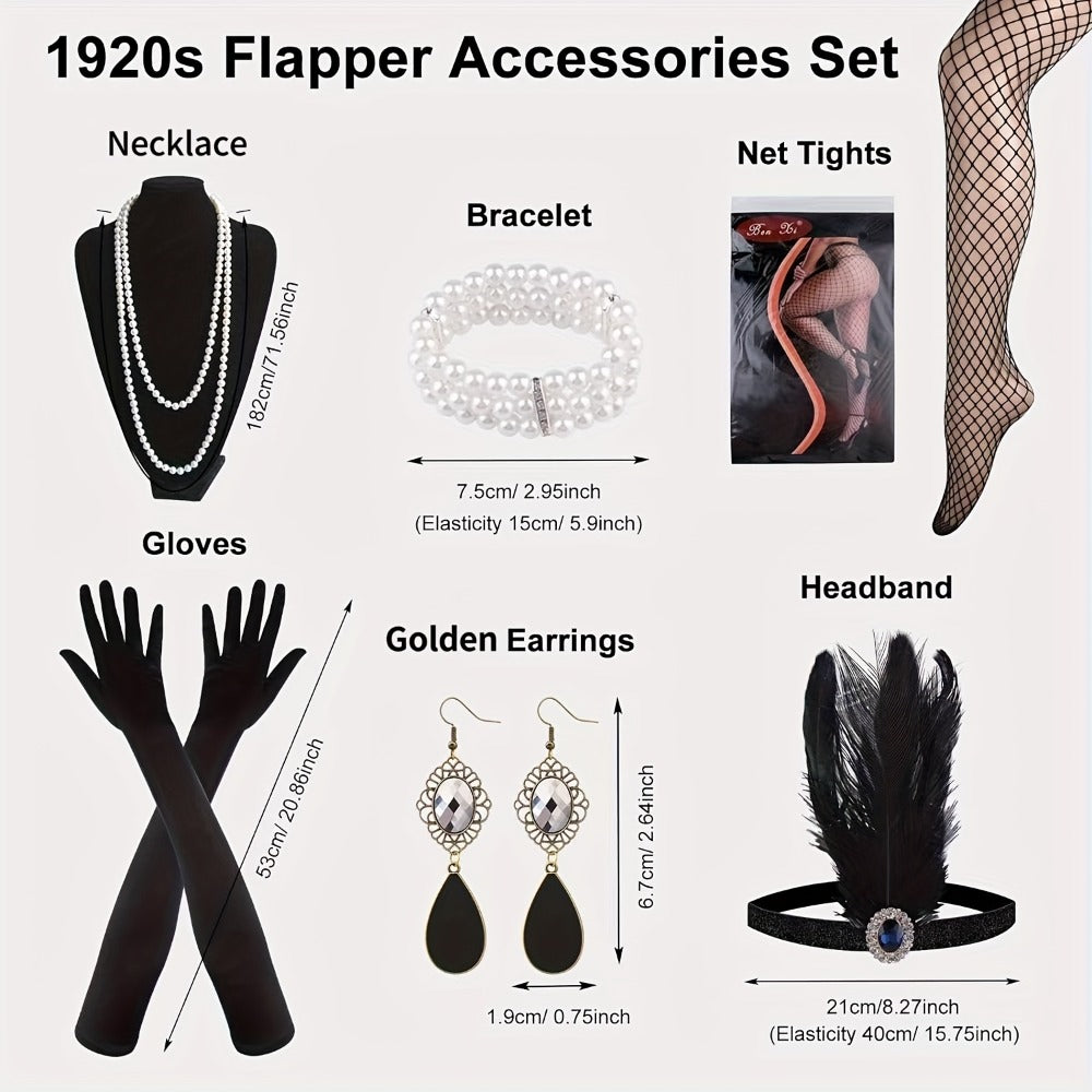 Costume Hair Accessories - Flapper Headband Set 10PCS 1920s Gatsby Roaring 20s Art Deco Vintage for - product detail view 6
