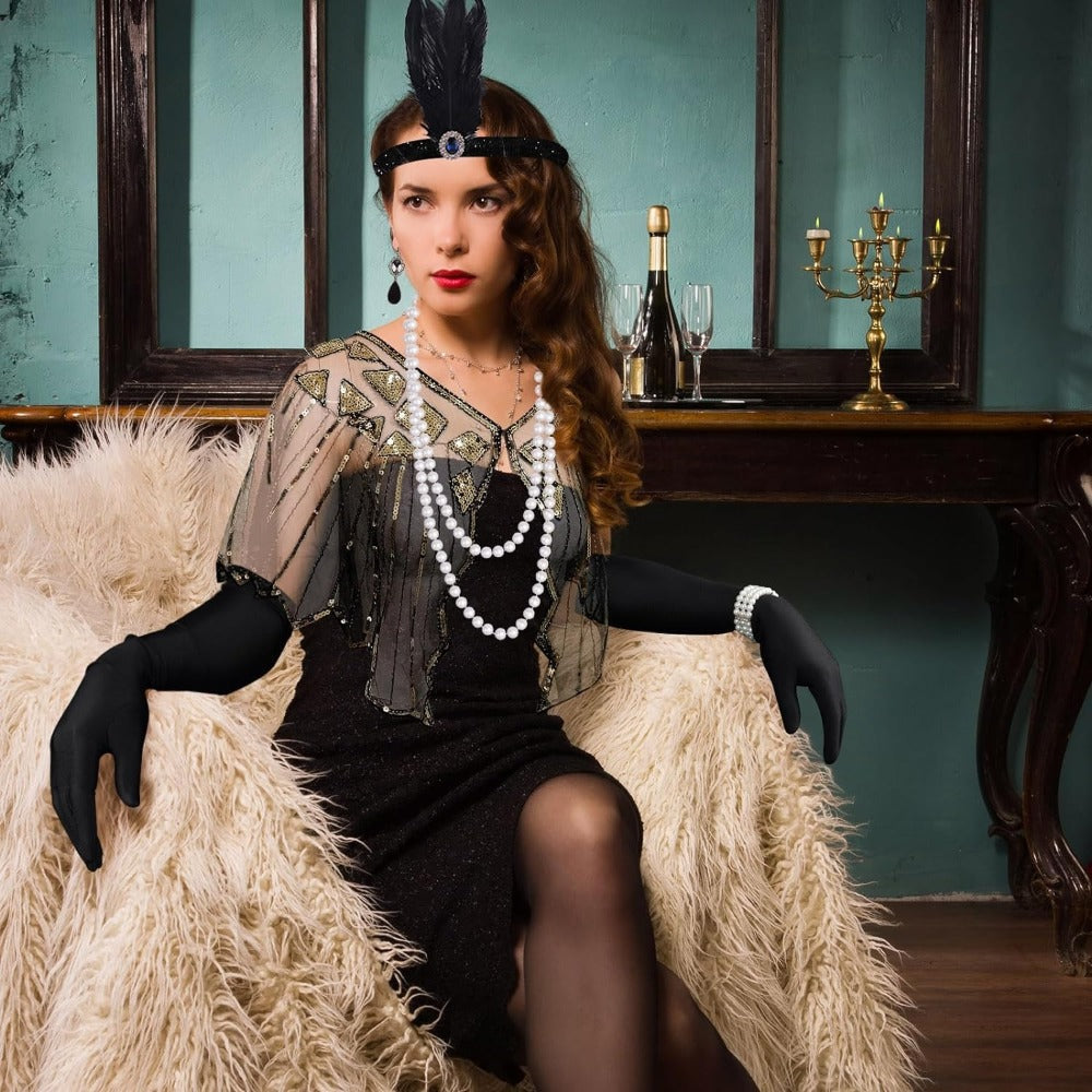 Costume Hair Accessories - Flapper Headband Set 10PCS 1920s Gatsby Roaring 20s Art Deco Vintage for - product detail view 7