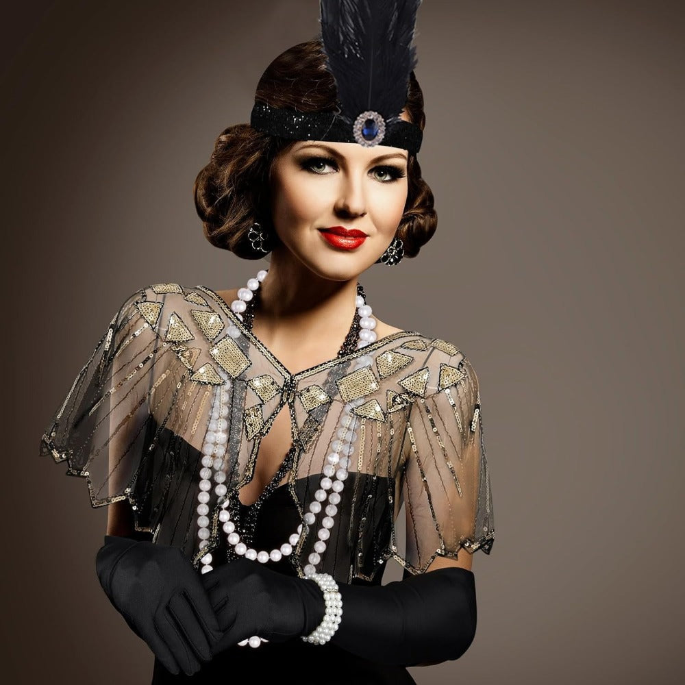 Costume Hair Accessories - Flapper Headband Set 10PCS 1920s Gatsby Roaring 20s Art Deco Vintage for - product detail view 9