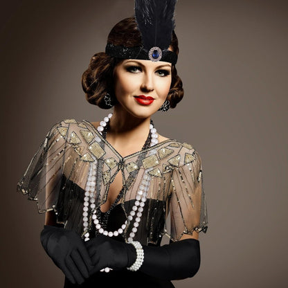 Costume Hair Accessories - Flapper Headband Set 10PCS 1920s Gatsby Roaring 20s Art Deco Vintage for - product detail view 9
