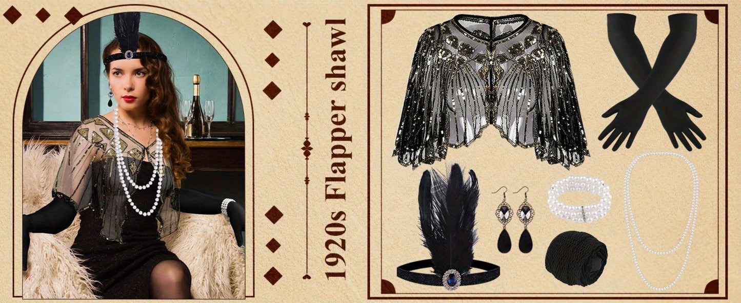 Costume Hair Accessories - Flapper Headband Set 10PCS 1920s Gatsby Roaring 20s Art Deco Vintage for - product detail view 13