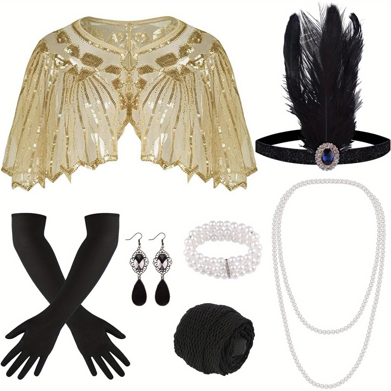 Costume Hair Accessories - Flapper Headband Set 10PCS 1920s Gatsby Roaring 20s Art Deco Vintage for - product detail view 18