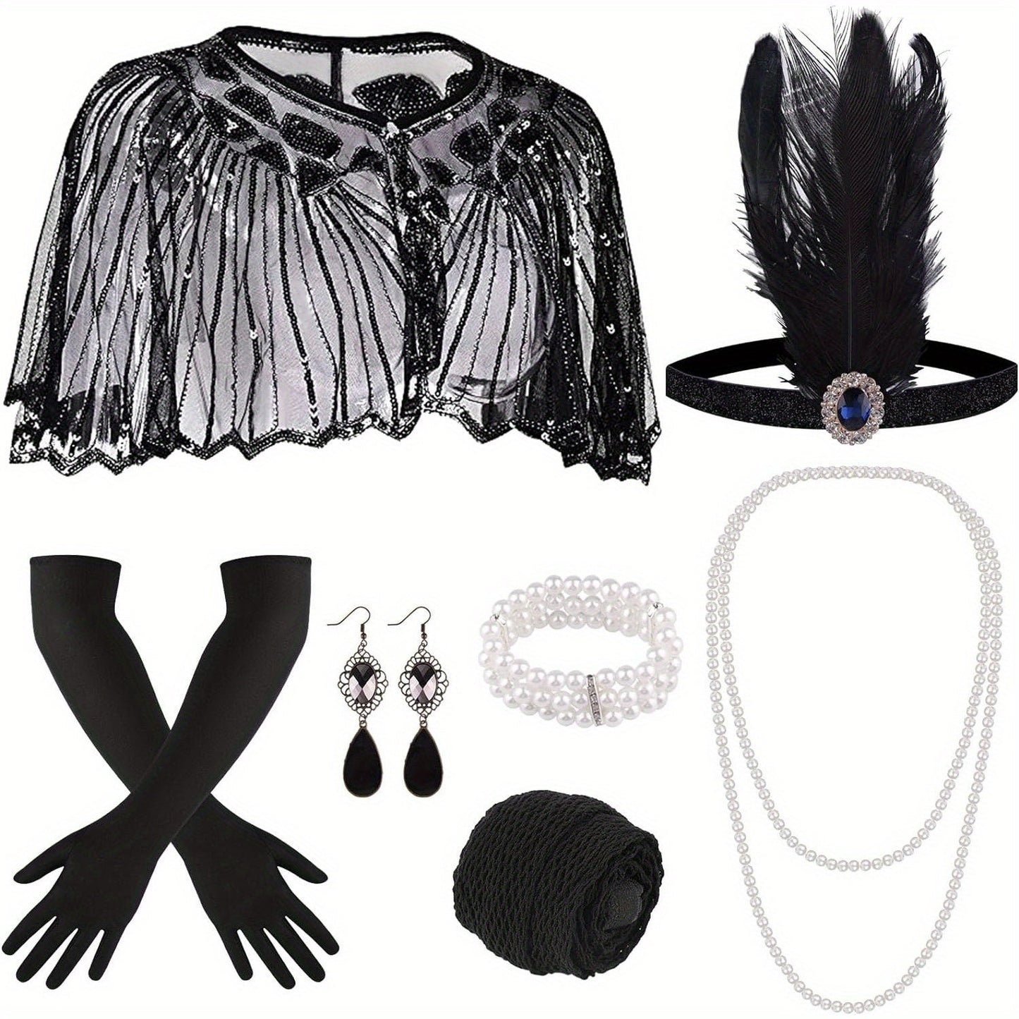 Costume Hair Accessories - Flapper Headband Set 10PCS 1920s Gatsby Roaring 20s Art Deco Vintage for - product detail view 19