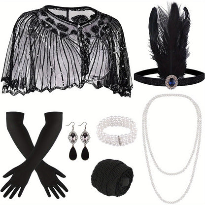 Costume Hair Accessories - Flapper Headband Set 10PCS 1920s Gatsby Roaring 20s Art Deco Vintage for - product detail view 19