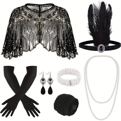 Costume Hair Accessories - Flapper Headband Set 10PCS 1920s Gatsby Roaring 20s Art Deco Vintage for - product detail view 20