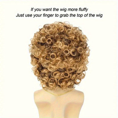 Costume Wigs & Sets - 70s Disco Wig Set for Men - 5 Piece Curly Short Afro Wig with Cap - product detail view 7