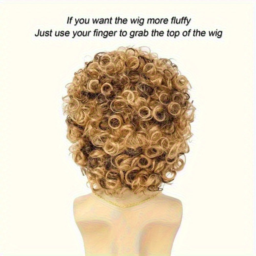 Costume Wigs & Sets - 70s Disco Wig Set for Men - 5 Piece Curly Short Afro Wig with Cap - product detail view 19