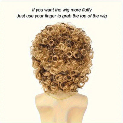 Costume Wigs & Sets - 70s Disco Wig Set for Men - 5 Piece Curly Short Afro Wig with Cap - product detail view 19