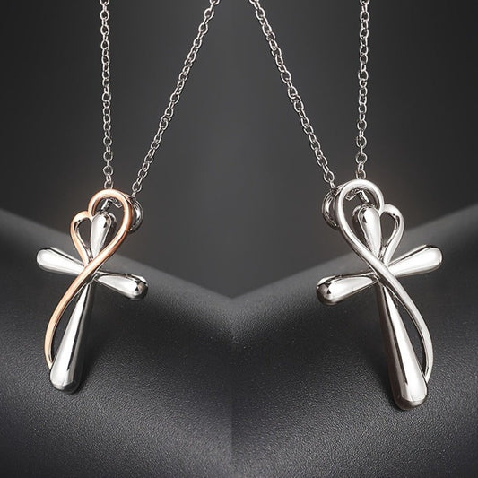 Cross Necklace - 925 Sterling Silver Pendant for Women Love Heart Religious Charm Jewelry - product detail view 2
