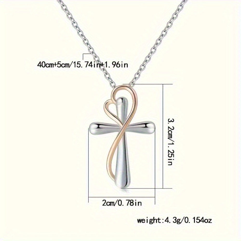 Cross Necklace - 925 Sterling Silver Pendant for Women Love Heart Religious Charm Jewelry - product detail view 8