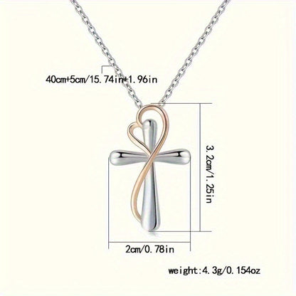 Cross Necklace - 925 Sterling Silver Pendant for Women Love Heart Religious Charm Jewelry - product detail view 8