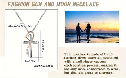 Cross Necklace - 925 Sterling Silver Pendant for Women Love Heart Religious Charm Jewelry - product detail view 9