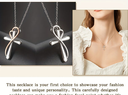 Cross Necklace - 925 Sterling Silver Pendant for Women Love Heart Religious Charm Jewelry - product detail view 10