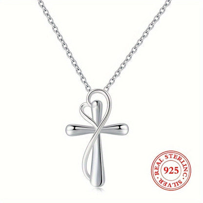 Cross Necklace - 925 Sterling Silver Pendant for Women Love Heart Religious Charm Jewelry - product detail view 13
